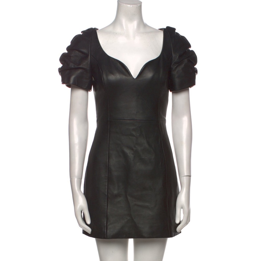 AREA leather dress